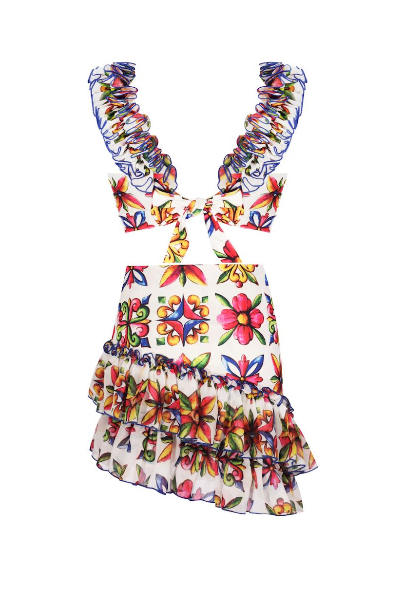 SICILIA LILY AND TIGRA TOP AND SKIRT SET - CULT MIA