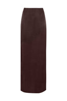 Brown Laura Escobar maxi skirt from the SETA SKIRT collection, flowing fabric and elegant design perfect for stylish outfits.