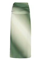 Summer Away Amman Midi Skirt in sage ombre with flowing fabric and layered design, perfect for casual or dressy wear.