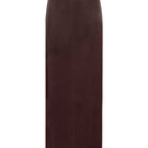 Brown maxi skirt by Laura Escobar, flowing fabric and elegant design, shown in a full-length image.