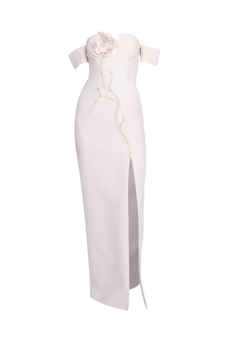 POWDER OFF-SHOULDER LONG DRESS - CULT MIA
