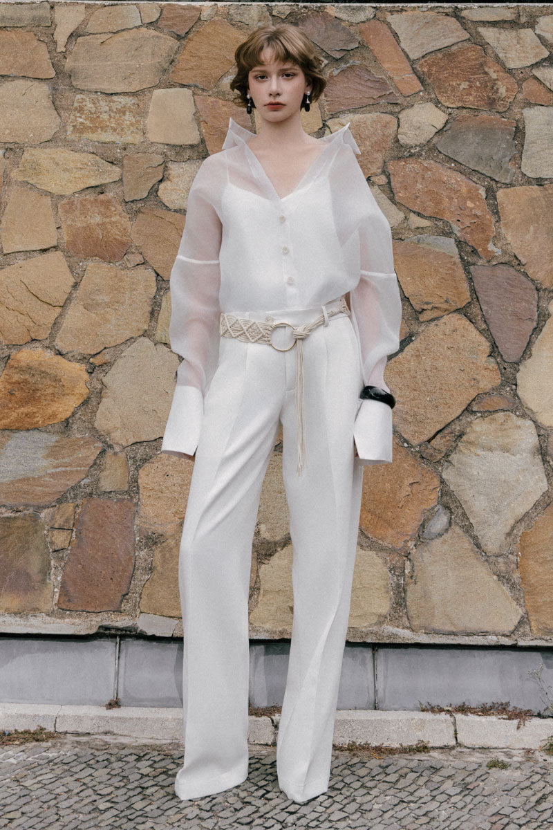 White Plan Hepburn Co-ords set featuring a stylish matching top and pants in a modern, comfortable design.