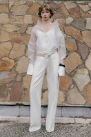 White Plan Hepburn Set co-ords featuring a stylish matching top and pants, perfect for casual or chic outfits.