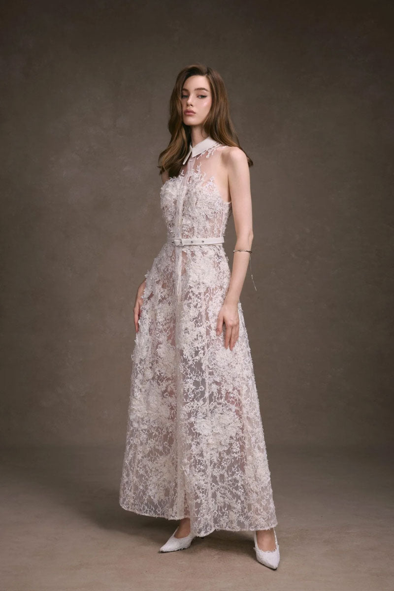 Keira Tong Daphne shirt dress maxi dress featuring a relaxed fit with a stylish collar and button-front design.