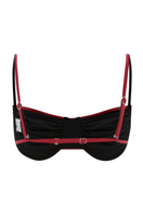 Suncillo Gina Glossy Cherry Red Bikini Top with shiny, smooth fabric and adjustable straps, designed for stylish beachwear.