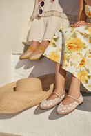 Flabelus Pierre sunflower cream flats with light brown piping, stylish slip-on shoes for casual or dressy occasions