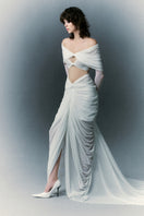 White Plan Palatine Dress gown featuring elegant fabric and stylish design, perfect for formal occasions.