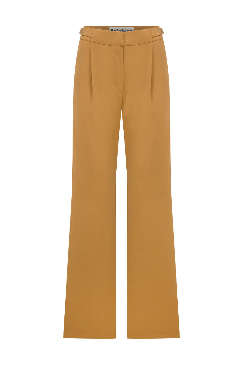 Brown ColoReve pants with a relaxed fit, shown on a model, featuring a comfortable waistband and casual style.