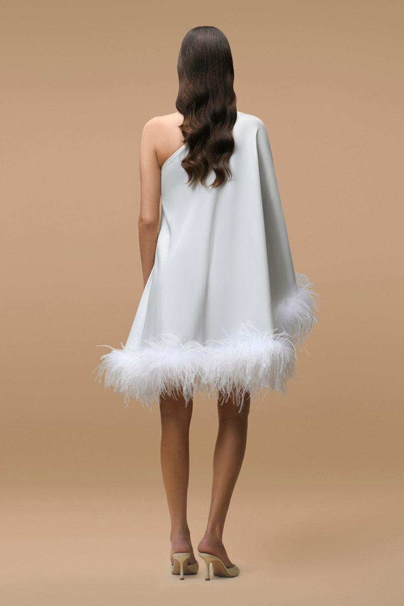 White Aurora dress by Matters, a stylish mini dress with a fitted silhouette and elegant design, perfect for casual or dressy occasions.