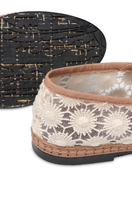 Flabelus Pierre sunflower cream flats with light brown piping, stylish and comfortable women's flat shoes on a white background.