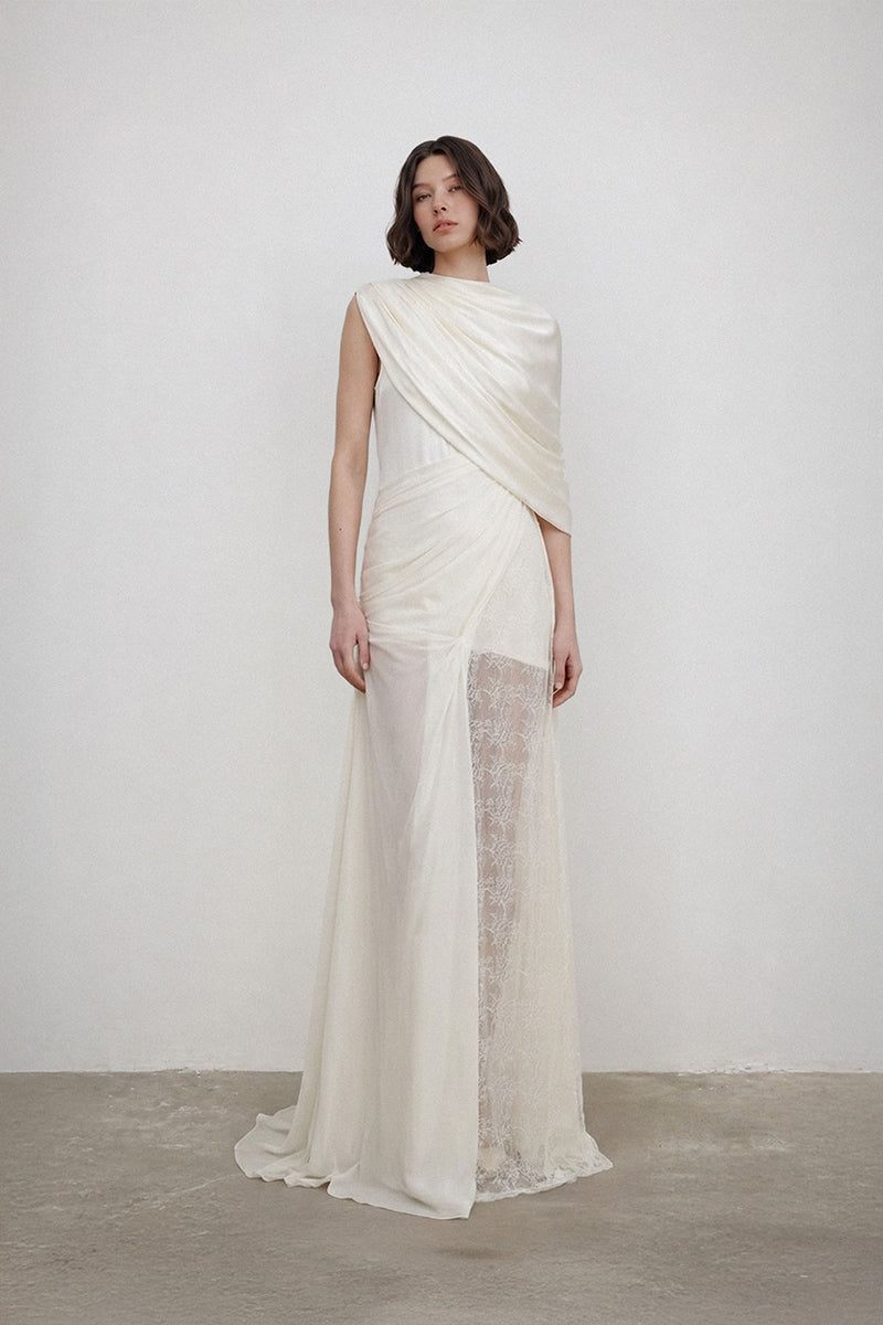 Deme By Gabriella Darcy gown featuring elegant fabric and a flowy silhouette, suitable for formal occasions and evening wear.