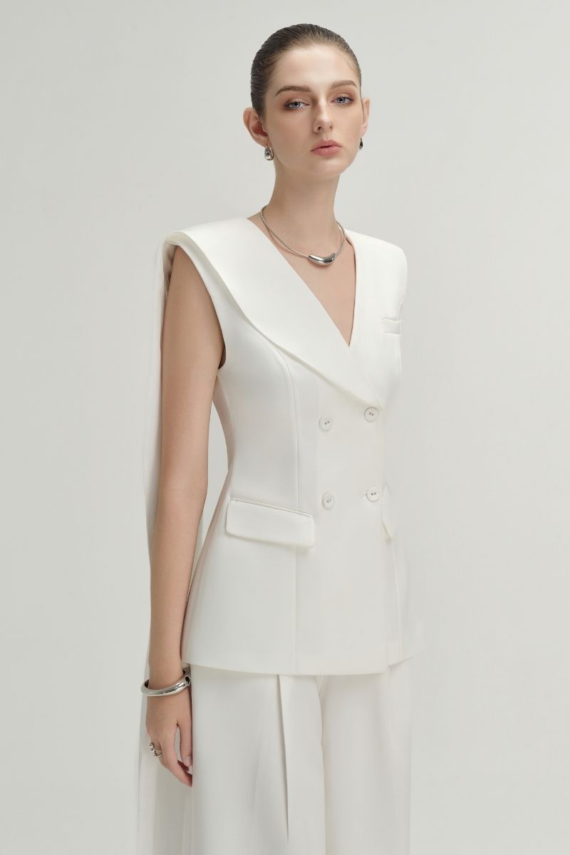 White Rosa vest top by Arti Apparel, sleeveless design with a fitted silhouette, perfect for casual or layered outfits.