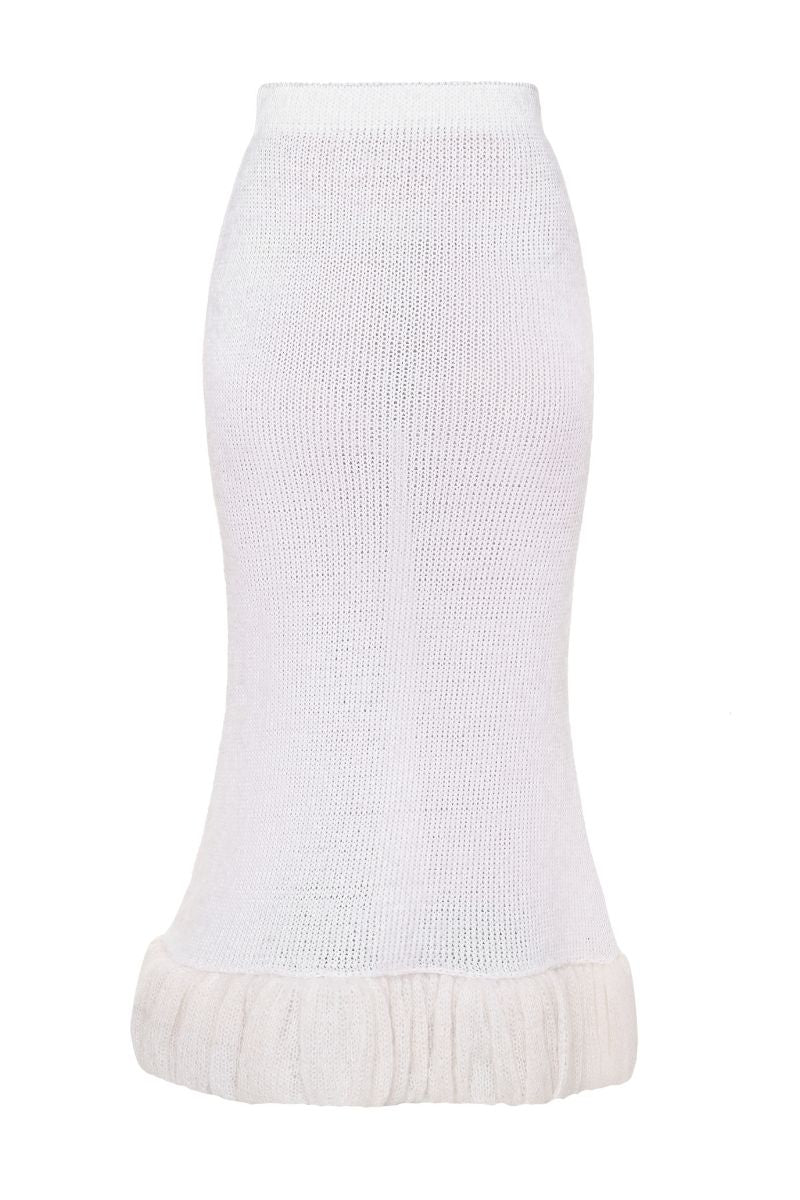 KNITTED MAXI SKIRT IN WHITE - CULT MIA