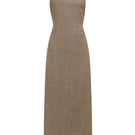 Leica square-neck column maxi dress in flowing fabric, featuring a fitted silhouette and elegant design.