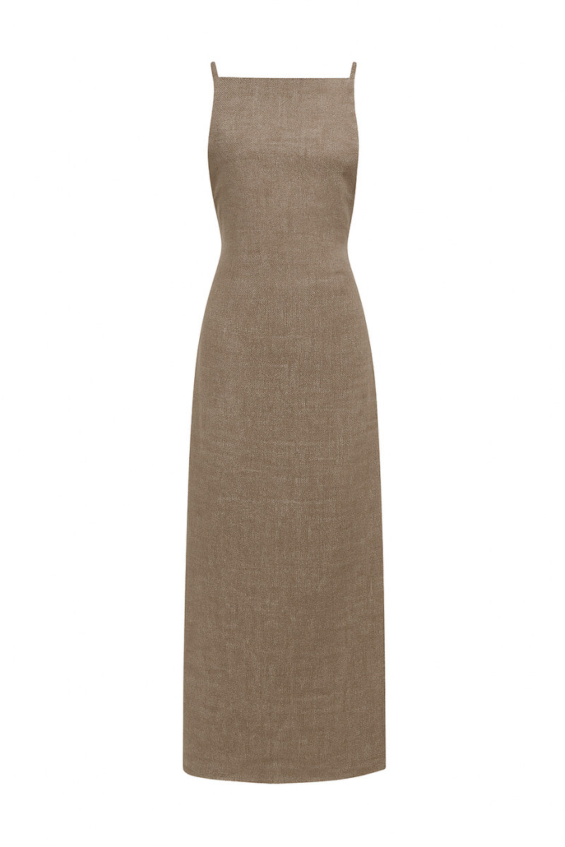 SQUARE-NECK COLUMN DRESS