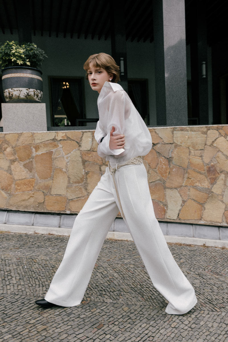 White Plan Hepburn Co-ords set featuring a stylish matching top and pants with a modern, comfortable fit.