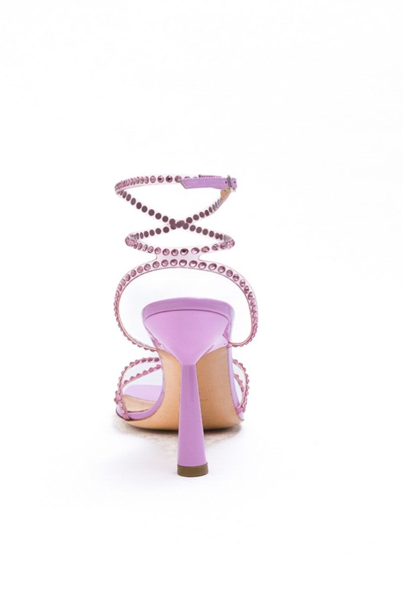 KIM SANDAL IN ROSE PINK CRYSTAL TRANSPARENT - CULT MIA