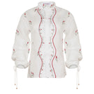 Estefania ivory tulip long sleeve shirt with a fitted silhouette and subtle floral detailing, perfect for casual or formal wear.