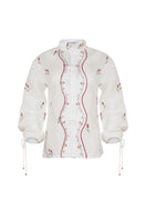 Estefania ivory tulip long sleeve shirt with a fitted silhouette and subtle floral detailing, perfect for casual or formal wear.