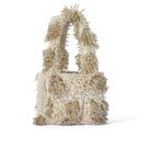 Onalaja ZAZA MINI white top handle bag with sleek design and compact size, featuring a structured shape and top handle.