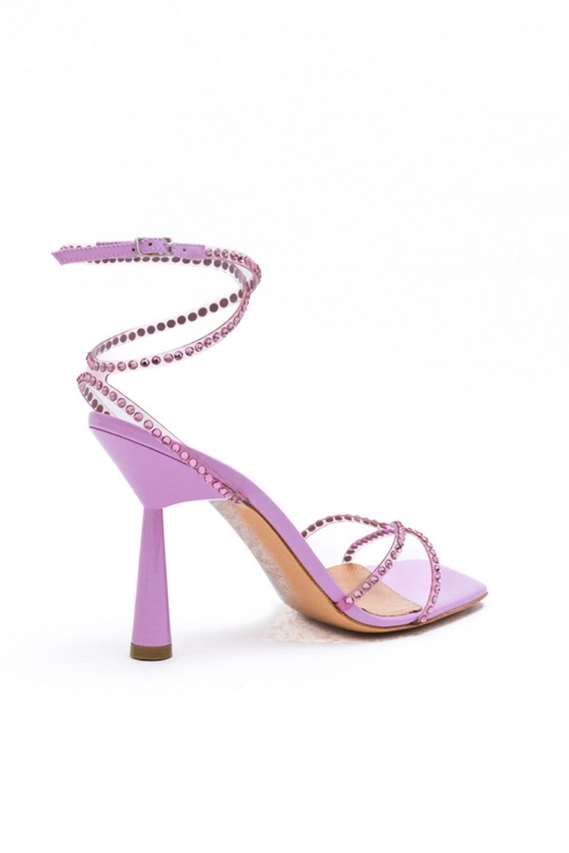 KIM SANDAL IN ROSE PINK CRYSTAL TRANSPARENT - CULT MIA