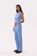 Light blue women's pants by La Granni, featuring a stylish, comfortable fit and casual design.