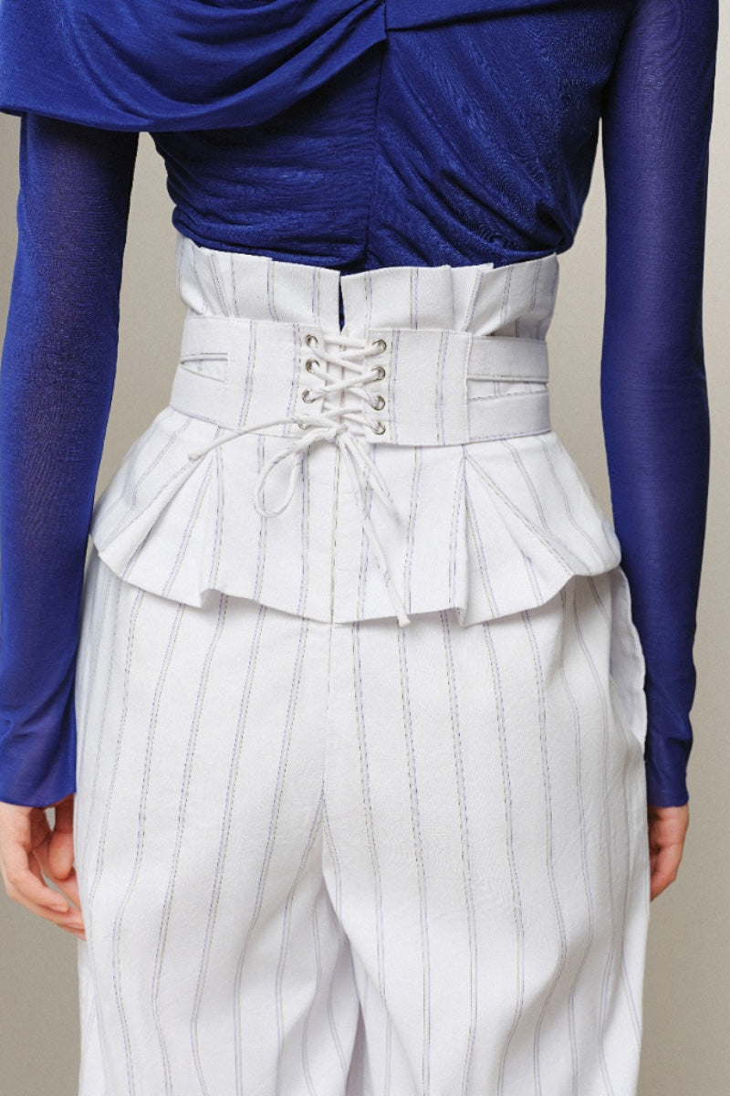 Lecia draped high-neck sheer top featuring flowy fabric and elegant design, perfect for stylish layered looks.