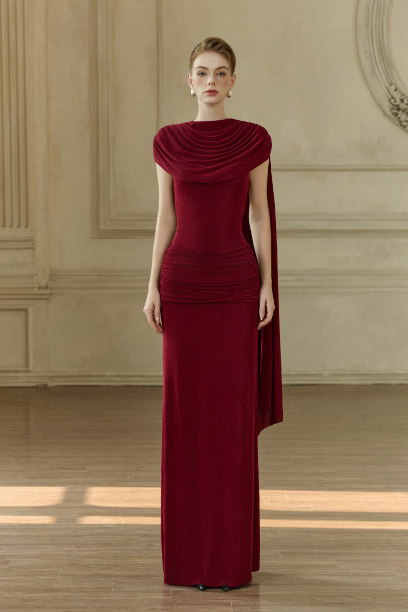 Margée Atelier Bailey Maxi Dress displaying flowing fabric and elegant design in a full-length view