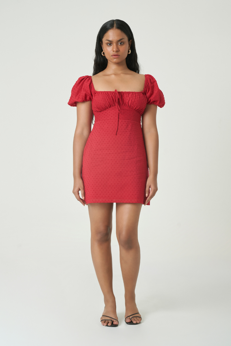 DOMINICA MINI DRESS IN CHERRY - CULT MIA