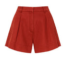 Rebecca Taylor Remi garment dyed shorts in burnt sienna, casual cotton shorts with a relaxed fit and rich earthy color.