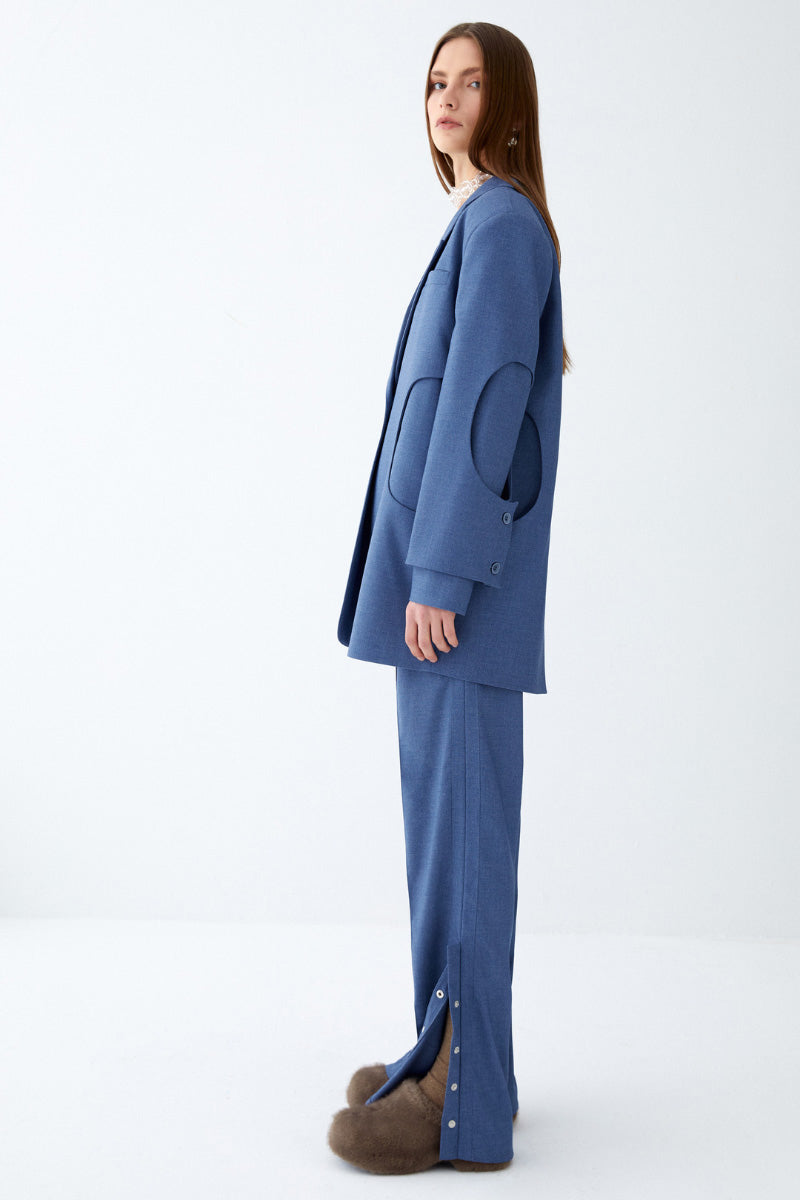 Blue Hole Blazer by ColoReve, tailored fit blazer with notch lapel and single-breasted design, shown on a model.