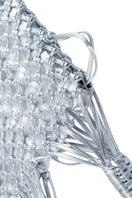 Adriana Castro La Red Mini Leather Top Handle Bag in silver with sleek design and compact size.