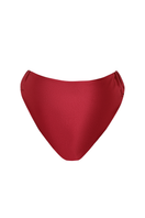 Suncillo Gina Glossy Bottom bikini in cherry red, featuring a high-shine, seamless design ideal for beach or poolside wear.