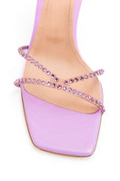 Kolane Kim Rose Pink Crystal Transparent Sandals with clear straps and sparkling crystal embellishments.