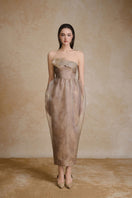 Elegant Flux Dress gown by Arti Apparel featuring flowing fabric and sophisticated design, perfect for formal occasions.