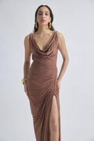 Deme by Gabriella CULT MIA X DEME maxi dress featuring a flowing fabric, floral print, and sleeveless design.