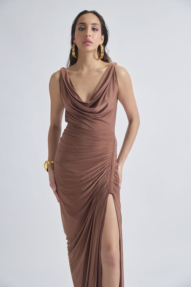 Deme by Gabriella CULT MIA X DEME maxi dress featuring a flowing fabric, floral print, and sleeveless design.