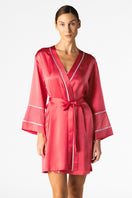 NK IMODE Melody Self-Indulge short robe in cherry with soft fabric and relaxed fit, perfect for comfortable lounging.
