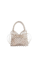 Adriana Castro LA RED mini leather top handle bag in gold with sleek design and compact shape.