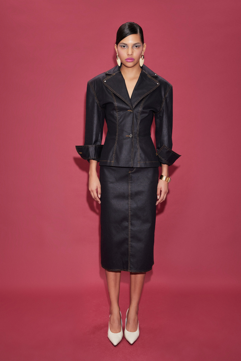 RAW DENIM JACKET WITH SHOULDER PADS