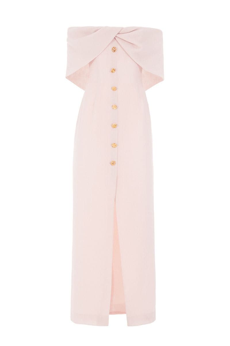 WOOL CREPE OFF-SHOULDER MAXI DRESS - CULT MIA