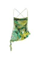 Suncillo Serafina top in soft fabric with a relaxed fit and stylish neckline, displayed on a hanger.