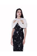 HACCHIC COUTURE Luna cape gown in black featuring flowing fabric and elegant design, perfect for formal occasions.
