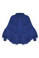 Blikvanger fringed poncho-style cardigan featuring a loose fit and fringed edges, stylish and cozy for casual wear.