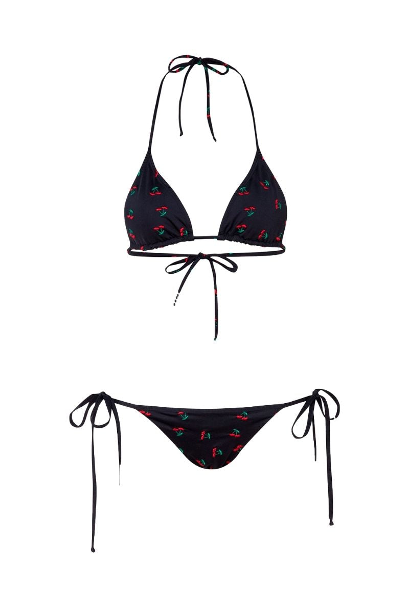 MOA TOP AND BAUTA BOTTOM BIKINI IN BLACK CHERRIES - CULT MIA