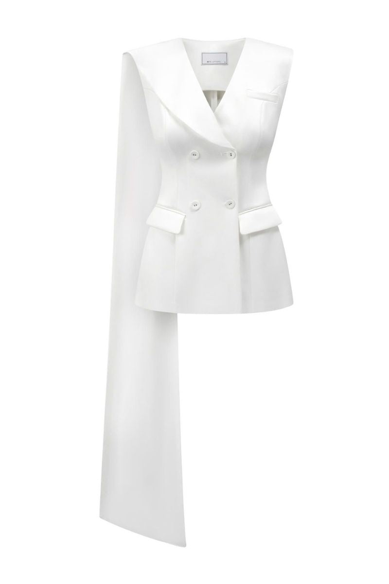 White Rosa vest from Arti Apparel, a stylish top with a soft fabric, displayed on a neutral background.