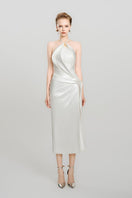 Do Long Calla Lily Midi Dress featuring a flowing silhouette and floral pattern, perfect for elegant occasions.