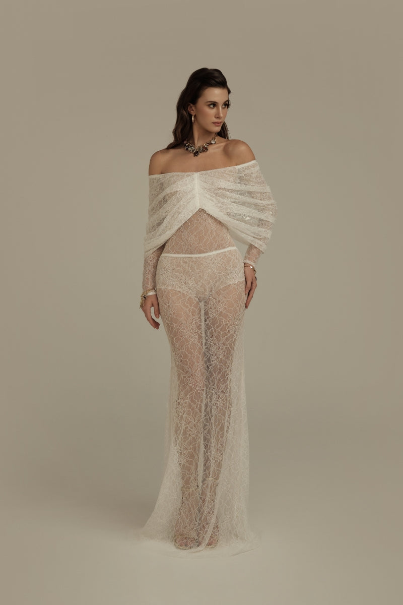 POEM Phoebe bodysuit and skirt set, maxi dress style, featuring a fitted bodysuit with a flowing skirt, in a stylish and elegant design.