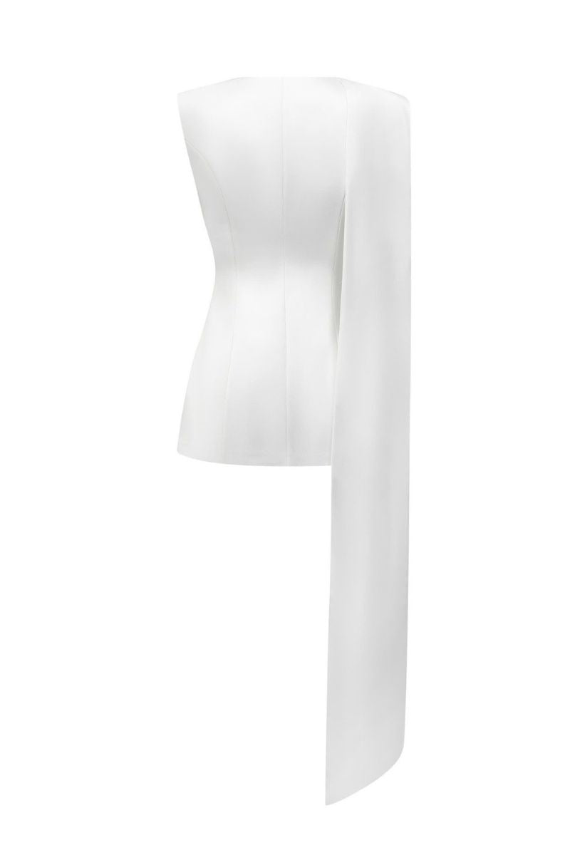 White Rosa vest in Arti Apparel tops collection, featuring a sleek, fitted design perfect for layered or standalone wear.