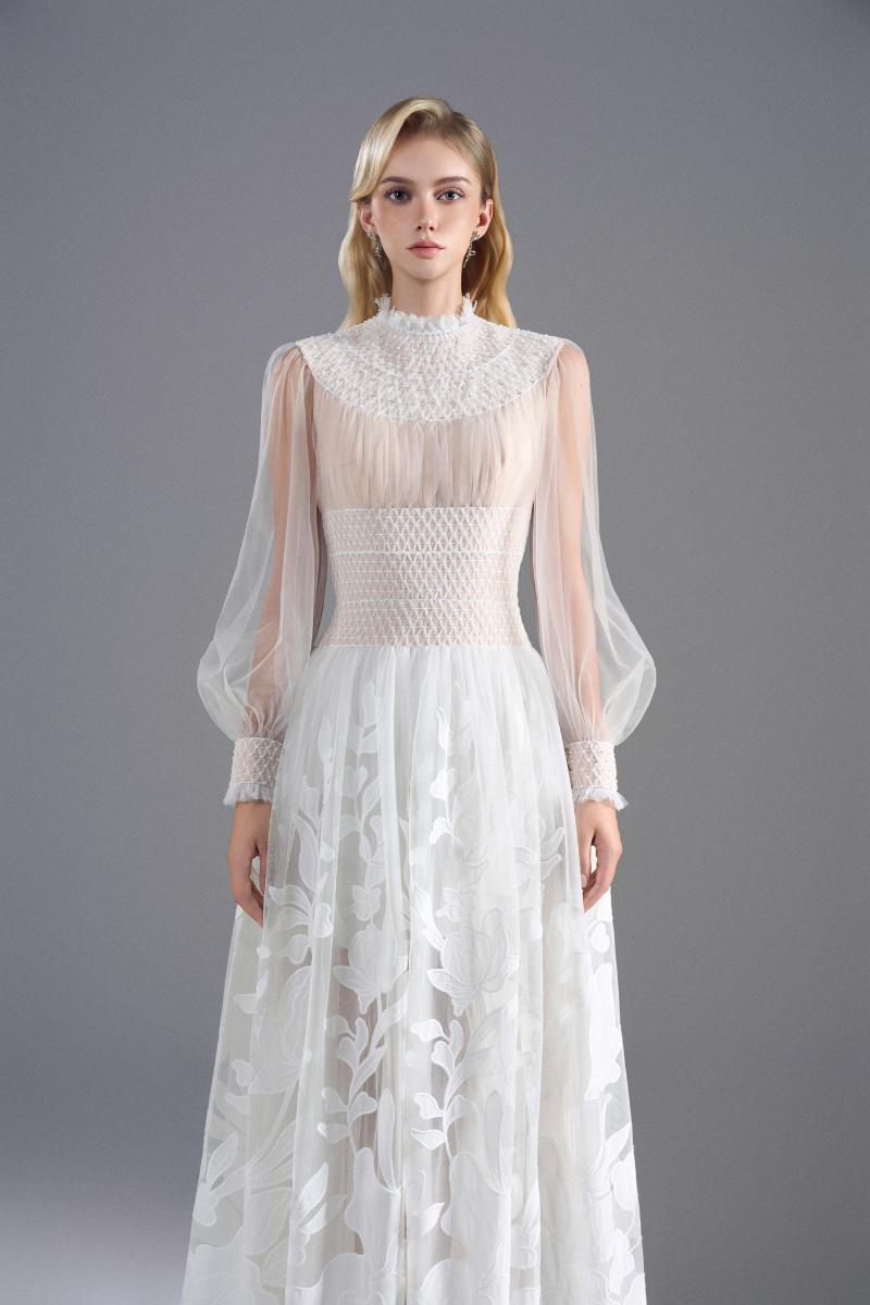 Rosee de Matin Lace High-Neck Maxi Dress in White | Cult Mia Rosee de Matin Lace High-Neck Maxi Dress in White | Cult Mia